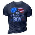 All American Boy Us Flag Sunglasses For Matching 4Th Of July 3D Print Casual Tshirt Navy Blue
