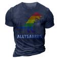 Allysaurus Dinosaur In Rainbow Flag For Ally Lgbt Pride 3D Print Casual Tshirt Navy Blue