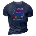 Autism Awareness I Wear Puzzle For My Cousin 3D Print Casual Tshirt Navy Blue