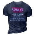 Brynlee Name Gift Brynlee Hated By Many Loved By Plenty Heart On Her Sleeve 3D Print Casual Tshirt Navy Blue