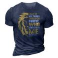 Christian I Can Do All Things Through Christ Lion Faith 3D Print Casual Tshirt Navy Blue
