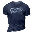 Cougar Bait Mountain Lion 3D Print Casual Tshirt Navy Blue