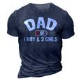 Dad Of One Boy And Two Girls 3D Print Casual Tshirt Navy Blue