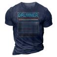 Drummer Nutrition Facts Funny Drum Player Humor 3D Print Casual Tshirt Navy Blue
