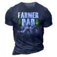 Farmer Dad Father Daddy Farm Farming Farmers Tractor Gift 3D Print Casual Tshirt Navy Blue