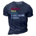 Fathers Day Daddy Man Myth Cute Twins Maker Vintage Gift 3D Print Casual Tshirt Navy Blue