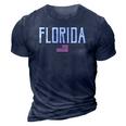 Florida American Flag Vintage White Text 3D Print Casual Tshirt Navy Blue