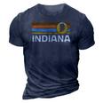 Graphic Tee Indiana Us State Map Vintage Retro Stripes 3D Print Casual Tshirt Navy Blue