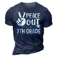 Happy Last Day Of School Retro Peace Out 7Th Grade 3D Print Casual Tshirt Navy Blue