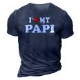 I Love My Papi With Heart Fathers Day Wear For Kids Boy Girl 3D Print Casual Tshirt Navy Blue