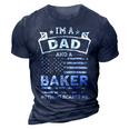 Im A Dad And Baker Funny Fathers Day & 4Th Of July 3D Print Casual Tshirt Navy Blue
