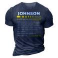 Johnson Name Gift Johnson Facts 3D Print Casual Tshirt Navy Blue