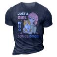 Just A Girl Who Loves Dogs Cute Corgi Lover Outfit & Apparel 3D Print Casual Tshirt Navy Blue
