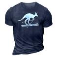 Kangaroo Skiing Fun Winter Sports Australia Travel Gift 3D Print Casual Tshirt Navy Blue