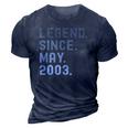 Legend Since May 2003 19 Years Old 19Th Birthday Gifts 3D Print Casual Tshirt Navy Blue