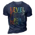 Level 20 Unlocked Video Game 20Th Birthday Gift Retro 3D Print Casual Tshirt Navy Blue