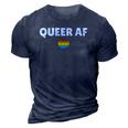 Lgbt Pride - Queer Af Rainbow Flag Heart 3D Print Casual Tshirt Navy Blue