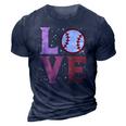 Love Baseball Cute Sports Fan Player Team Men Women Kids 3D Print Casual Tshirt Navy Blue