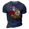 Matching Family Funny Santa Riding Pomeranian Dog Christmas T-Shirt 3D Print Casual Tshirt Navy Blue