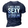 Mens Awesome Dads Have Tattoos And Beards Fathers Day V2 3D Print Casual Tshirt Navy Blue
