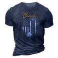 Mens Baseball Coach Dad Like A Normal Dad Only Cooler Usa Flag 3D Print Casual Tshirt Navy Blue