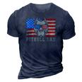 Mens Pitbull Dad American Pit Bull Dog Us Flag 4Th Of July 3D Print Casual Tshirt Navy Blue