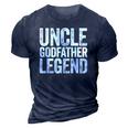 Mens Uncle Godfather Legend Happy Fathers Day 3D Print Casual Tshirt Navy Blue