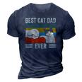 Mens Vintage Best Cat Dad Ever Bump Fit Classic 3D Print Casual Tshirt Navy Blue