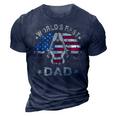 Mens Worlds Best Guitar Dad T 4Th Of July American Flag 3D Print Casual Tshirt Navy Blue