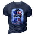 Merica Messy Bun Women Girls American Flag Usa 4Th Of July 3D Print Casual Tshirt Navy Blue