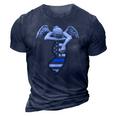 New Jersey Thin Blue Line Flag And Angel For Law Enforcement 3D Print Casual Tshirt Navy Blue