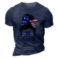 New York Girl New York Flag State Girlfriend Messy Bun 3D Print Casual Tshirt Navy Blue