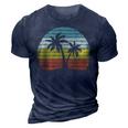 Palm Tree Vintage Retro Style Tropical Beach 3D Print Casual Tshirt Navy Blue