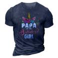 Papa Of The Birthday Girl Unicorn Girls Family Matching 3D Print Casual Tshirt Navy Blue