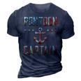 Patriotic Pontoon Captain Vintage Us Flag July 4Th Boating 3D Print Casual Tshirt Navy Blue
