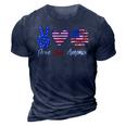 Peace Love America Funny 4Th Of July Sunflower 3D Print Casual Tshirt Navy Blue