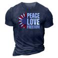 Peace Love Freedom America Usa Flag Sunflower 3D Print Casual Tshirt Navy Blue