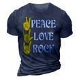 Peace Love Rock V3 3D Print Casual Tshirt Navy Blue