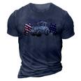 Red White Blue Tractor Usa Flag 4Th Of July Patriot Farmer 3D Print Casual Tshirt Navy Blue