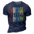 Retro Vintage 1974 48 Yrs Old Bday 1974 48Th Birthday 3D Print Casual Tshirt Navy Blue