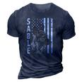 Sable German Shepherd Dog American Flag Patriotic 3D Print Casual Tshirt Navy Blue