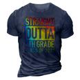 Straight Outta 5Th Grade Class Of 2022 Graduation Rainbow 3D Print Casual Tshirt Navy Blue