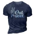 Summer Last Day Of School Graduation Peace Out 7Th Grade 3D Print Casual Tshirt Navy Blue