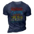 The Pontoon Captain Dad The Man Myth Happy Fathers Day 3D Print Casual Tshirt Navy Blue