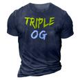Triple Og Popular Hip Hop Urban Quote Original Gangster 3D Print Casual Tshirt Navy Blue