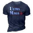 Ultra Maga Retro Style Red And White Text 3D Print Casual Tshirt Navy Blue