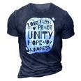 Unity Day Orange Peace Love Spread Kindness Gift 3D Print Casual Tshirt Navy Blue