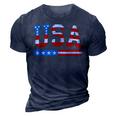Usa Flag American 4Th Of July Merica America Flag Usa 3D Print Casual Tshirt Navy Blue