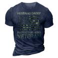 Veteran Husband Daddy Protector Hero Veteran American Flag Vintage Dad 2 Navy Soldier Army Military 3D Print Casual Tshirt Navy Blue