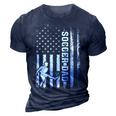 Vintage Soccer Lover American Flag Soccer Dad 4Th Of July 3D Print Casual Tshirt Navy Blue